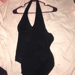 black halter top bodysuit